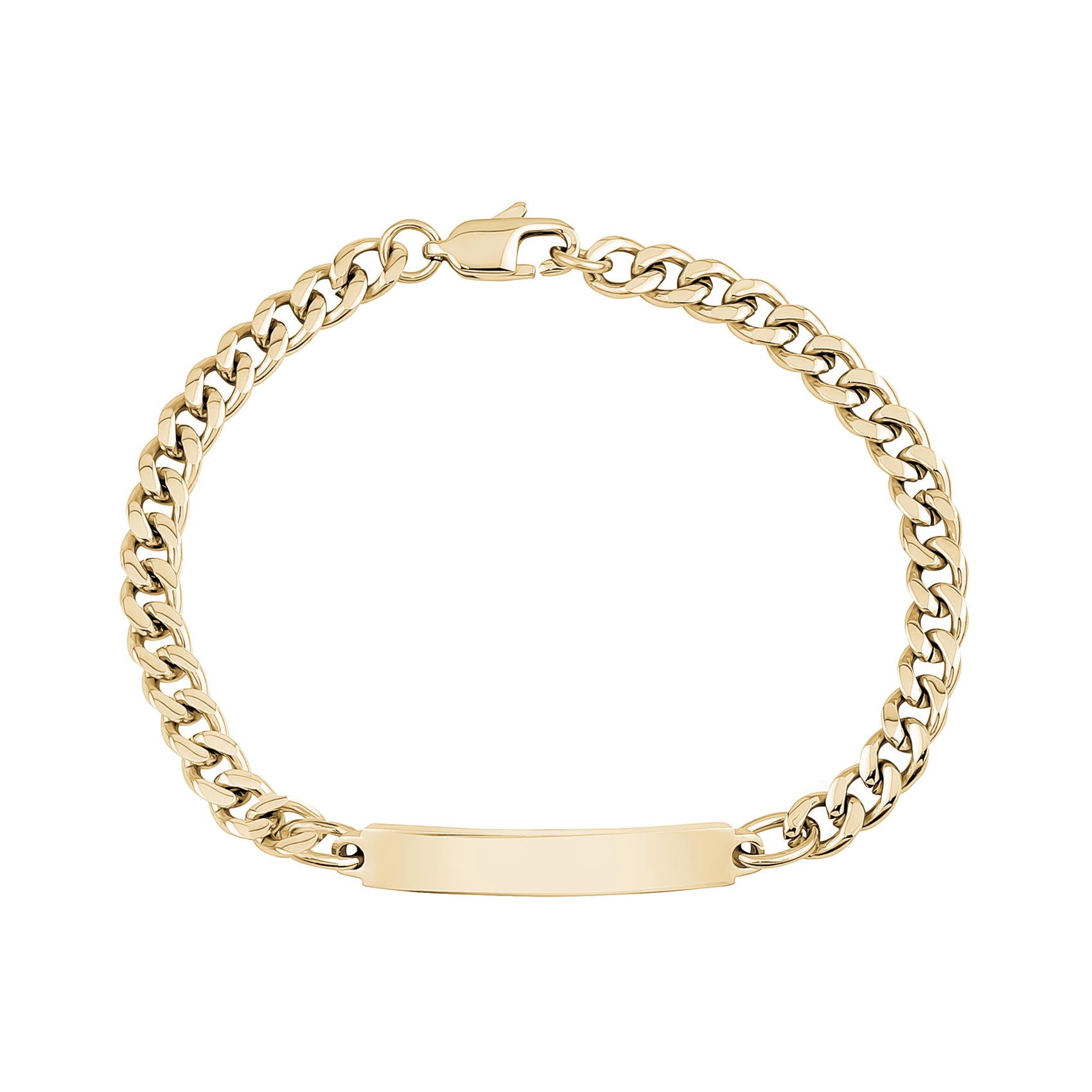 Womens 5mm Gold Cuban Link Engravable ID Bracelet