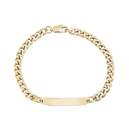 Womens 5mm Gold Cuban Link Engravable ID Bracelet