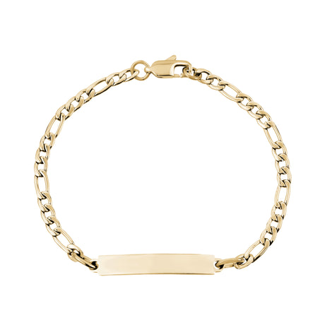 Womens 4mm Gold Figaro Link Engravable ID Bracelet
