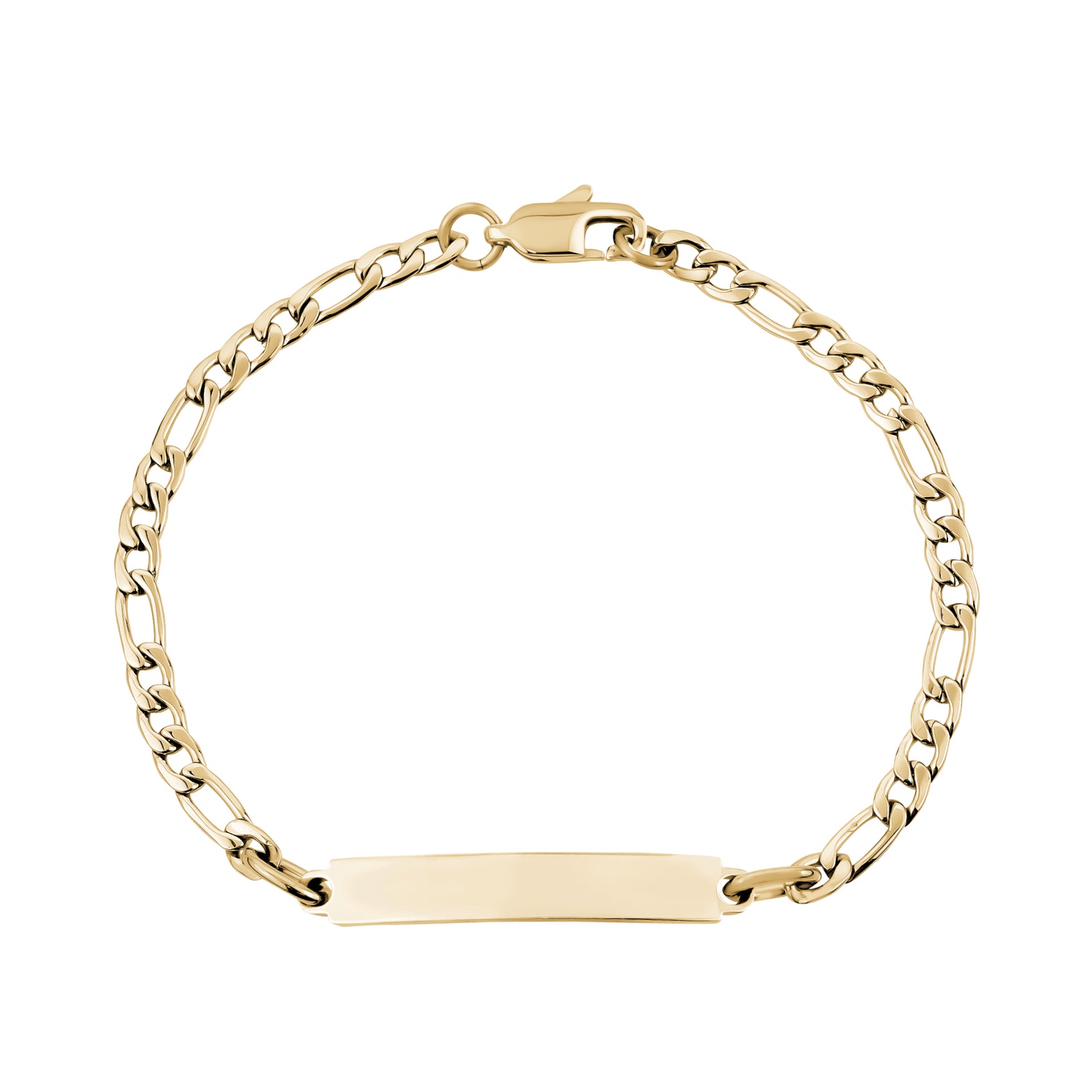 Womens 4mm Gold Figaro Link Engravable ID Bracelet