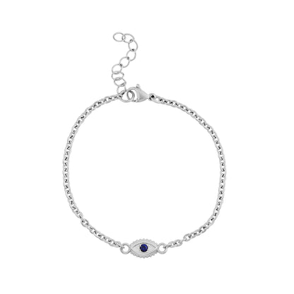 Minimal Womens Evil Eye Bracelet With Blue C.Z Stone