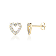 Earrings - Cubic Zircon Gold Heart Earrings