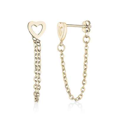 Heart + Chain Earrings - Earrings - The Steel Shop