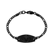 Medical Bracelets - Engravable Black Medical ID Figaro Link Bracelet