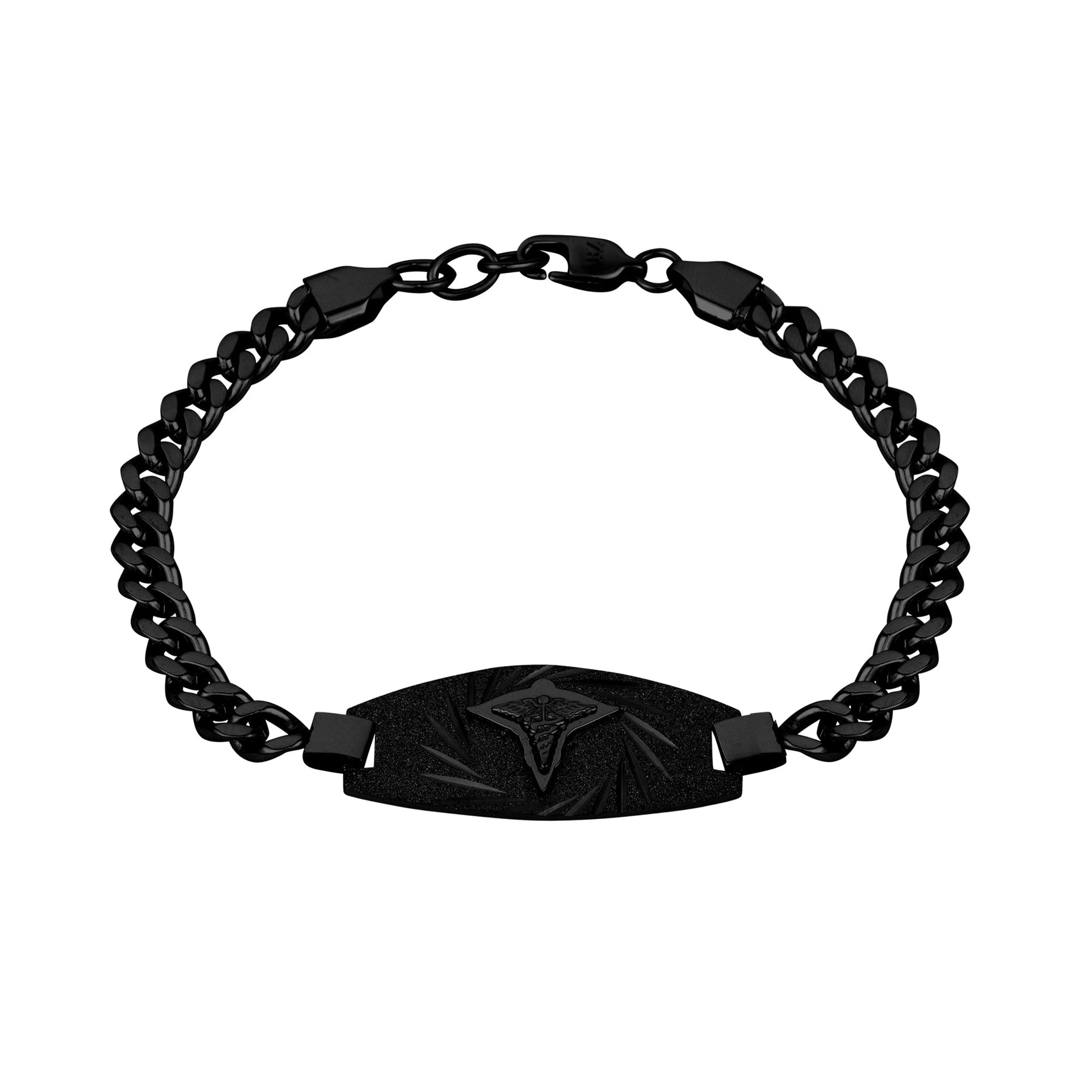 Medical Bracelets - Black Medical ID Cuban Link Bracelet
