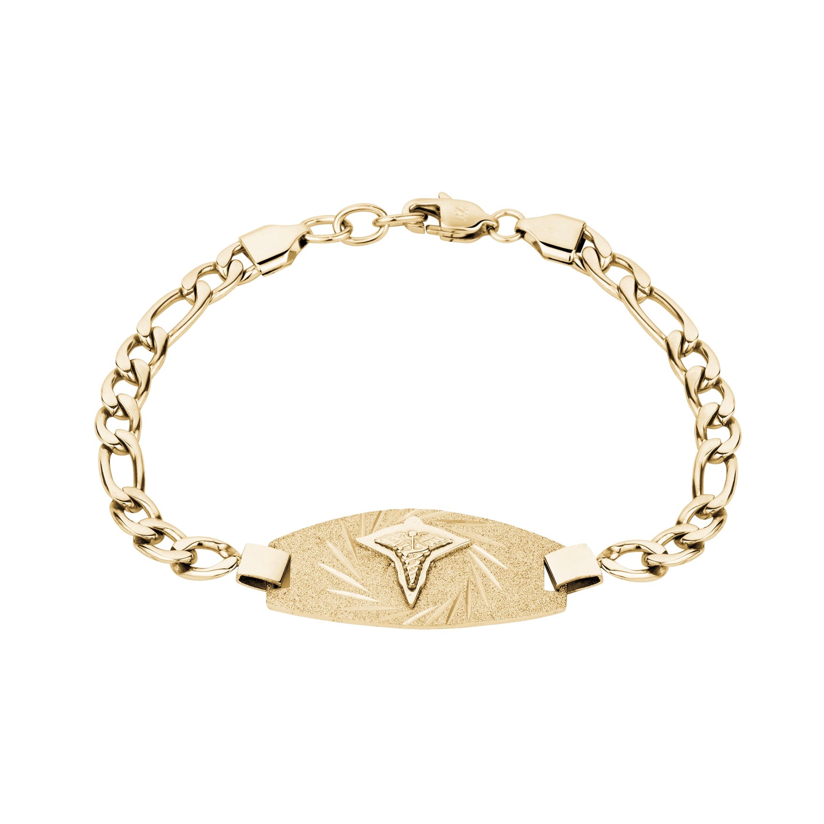 Medical Bracelets - Gold Medical ID Figaro Link Bracelet