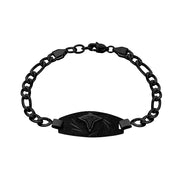 Medical Bracelets - Black Medical ID Figaro Link Bracelet
