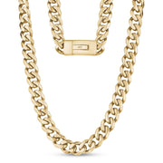 Men Necklace - 13mm Gold Stainless Steel Cuban Link Engravable Necklace