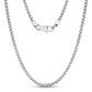 Men Necklace - 4mm Round Box Link Steel Chain Necklace
