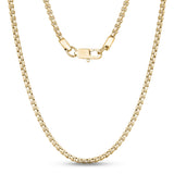 Men Necklace - 4mm Round Box Link Gold Steel Chain Necklace