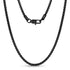Men Necklace - 4mm Round Box Link Black Steel Chain Necklace
