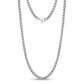 4mm stainless steel wheat chain necklace with rounded Franco links for men  