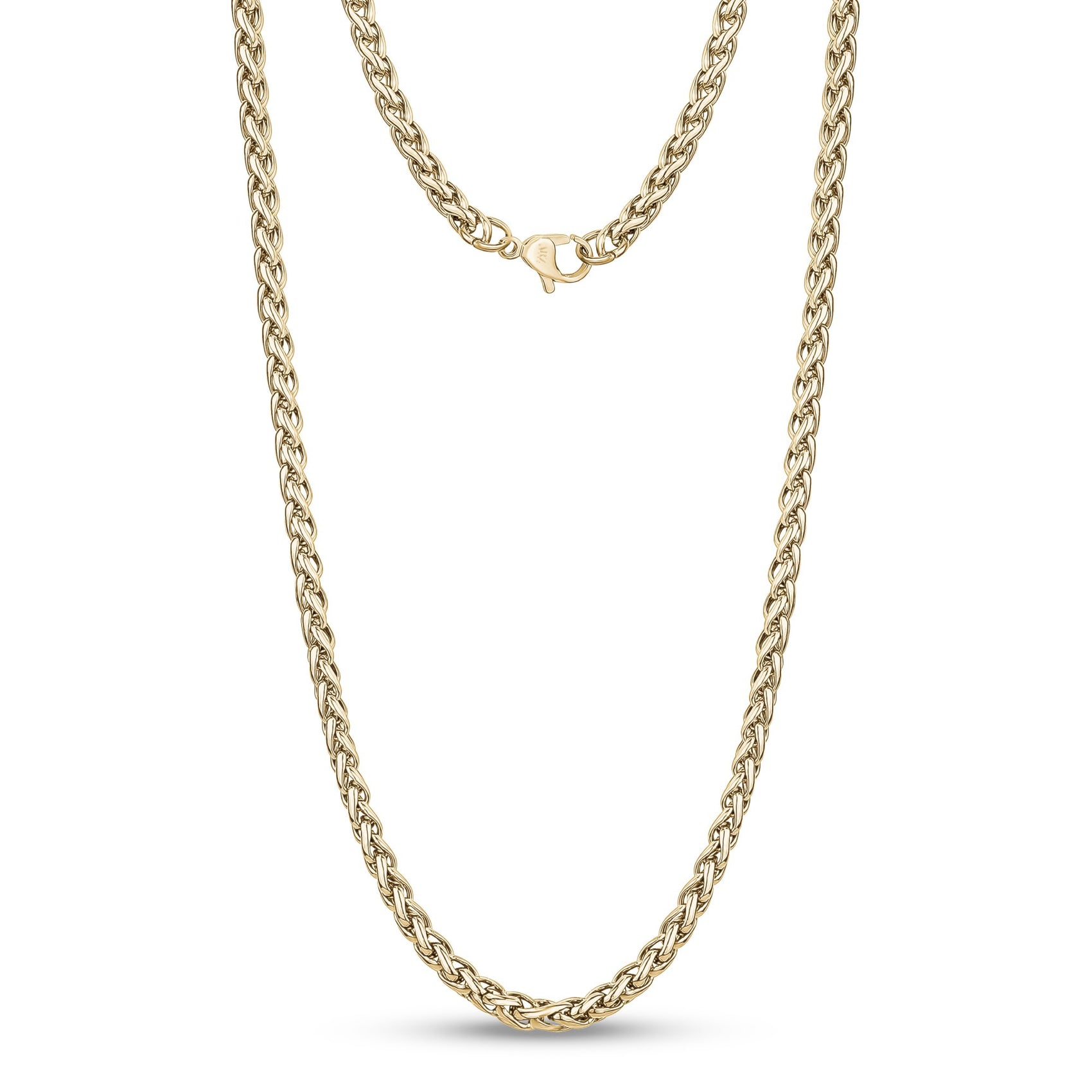Men’s round Franco wheat chain necklace in sleek stainless steel finish  
