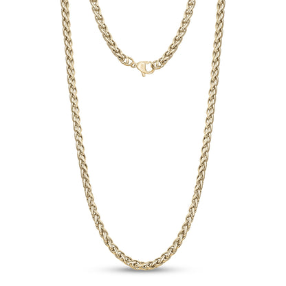 Men’s round Franco wheat chain necklace in sleek stainless steel finish  