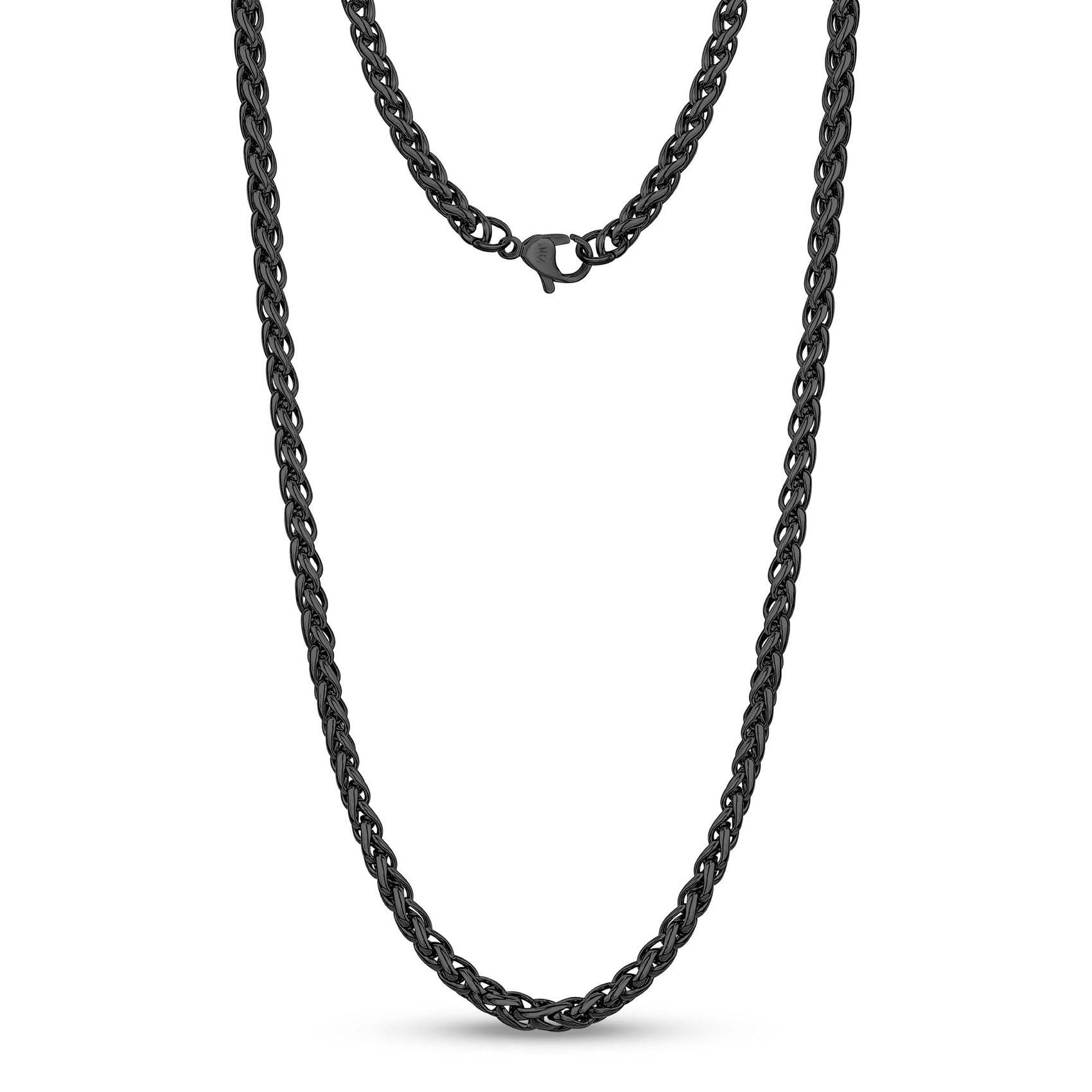 Men’s wheat chain necklace showcasing durable stainless steel craftsmanship