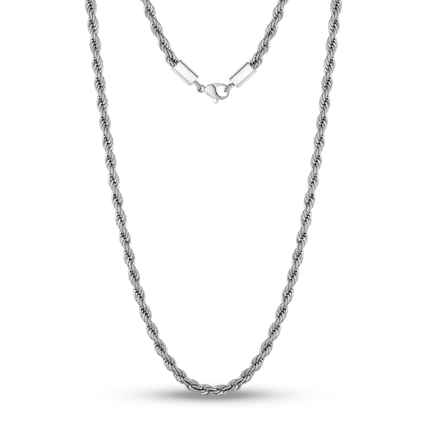 Men Necklace - 4mm Twist Rope Steel Chain Necklace