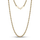 Men Necklace - 4mm Gold Twist Rope Steel Chain Necklace