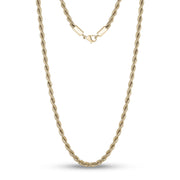 Men Necklace - 4mm Gold Twist Rope Steel Chain Necklace