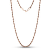 Men Necklace - 4mm Rose Gold Twist Rope Steel Chain Necklace