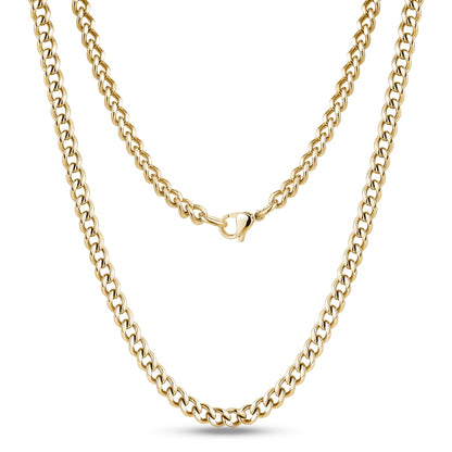 Sleek 5mm Cuban link chain necklace in high-quality stainless steel displayed flat  