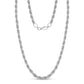 Close-up of a 6mm stainless steel rope chain necklace with a twisted design for men  