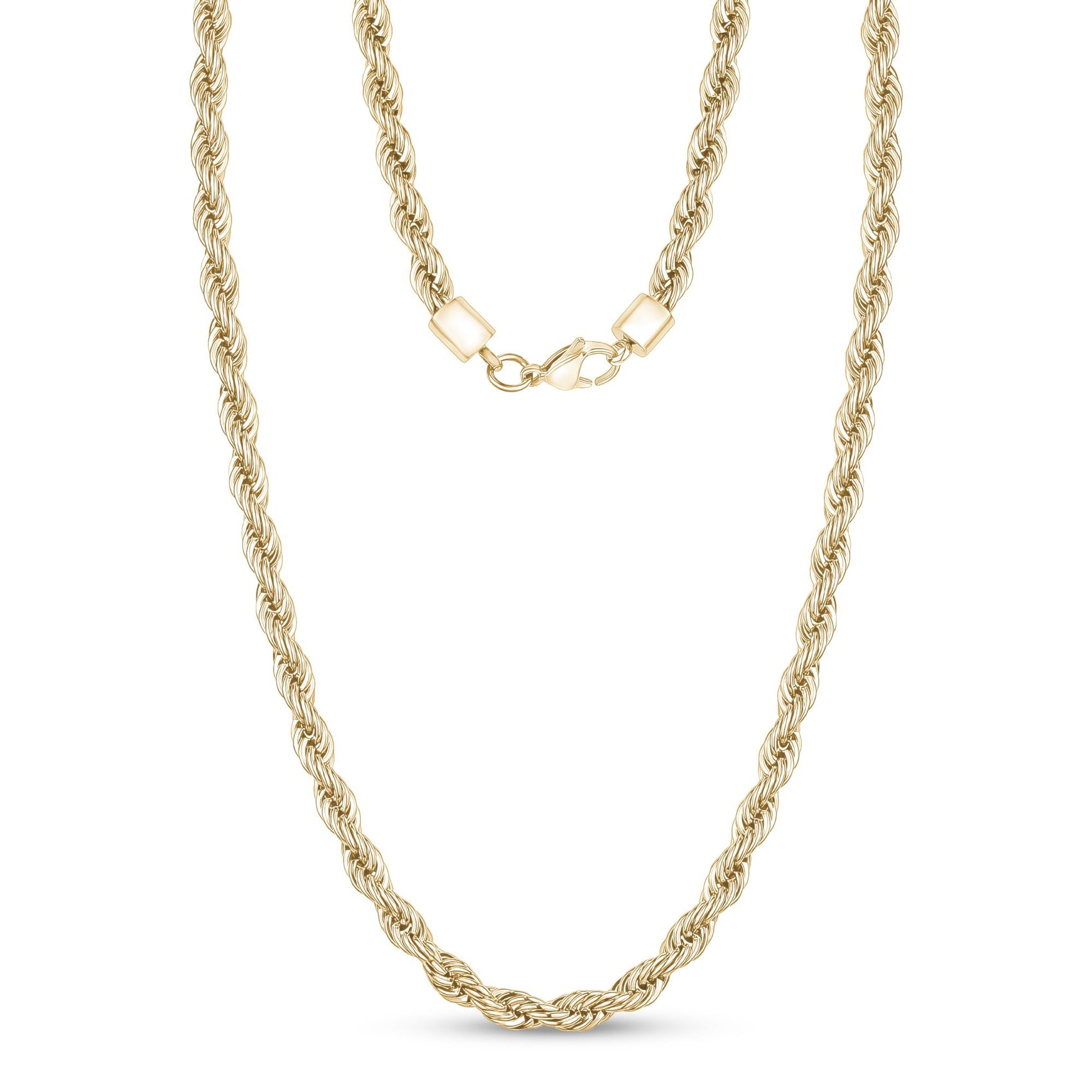 Sleek and polished 6mm stainless steel rope chain necklace designed for everyday wear  