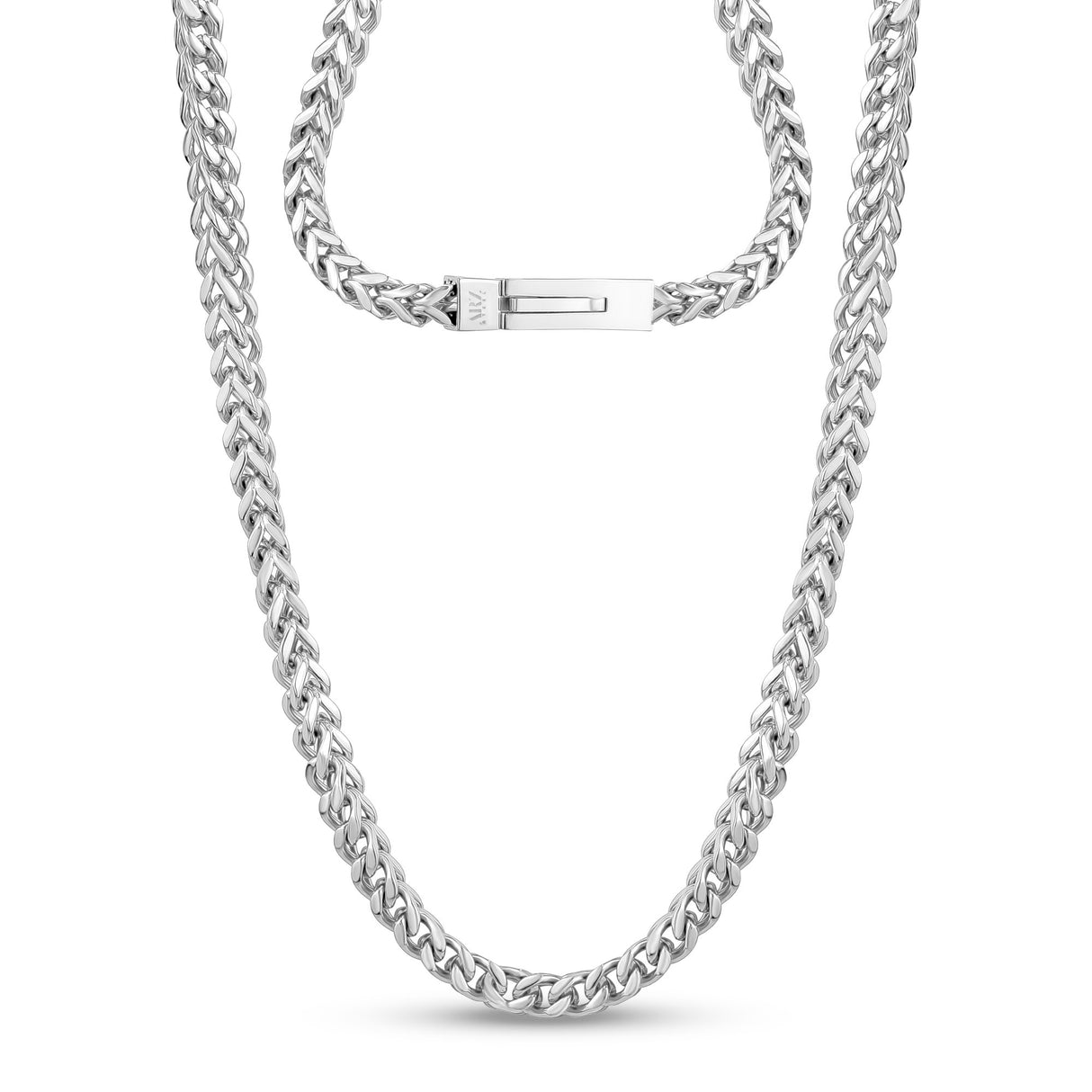 Men Necklace - 6mm Stainless Steel Franco Link Chain Necklace - Engravable