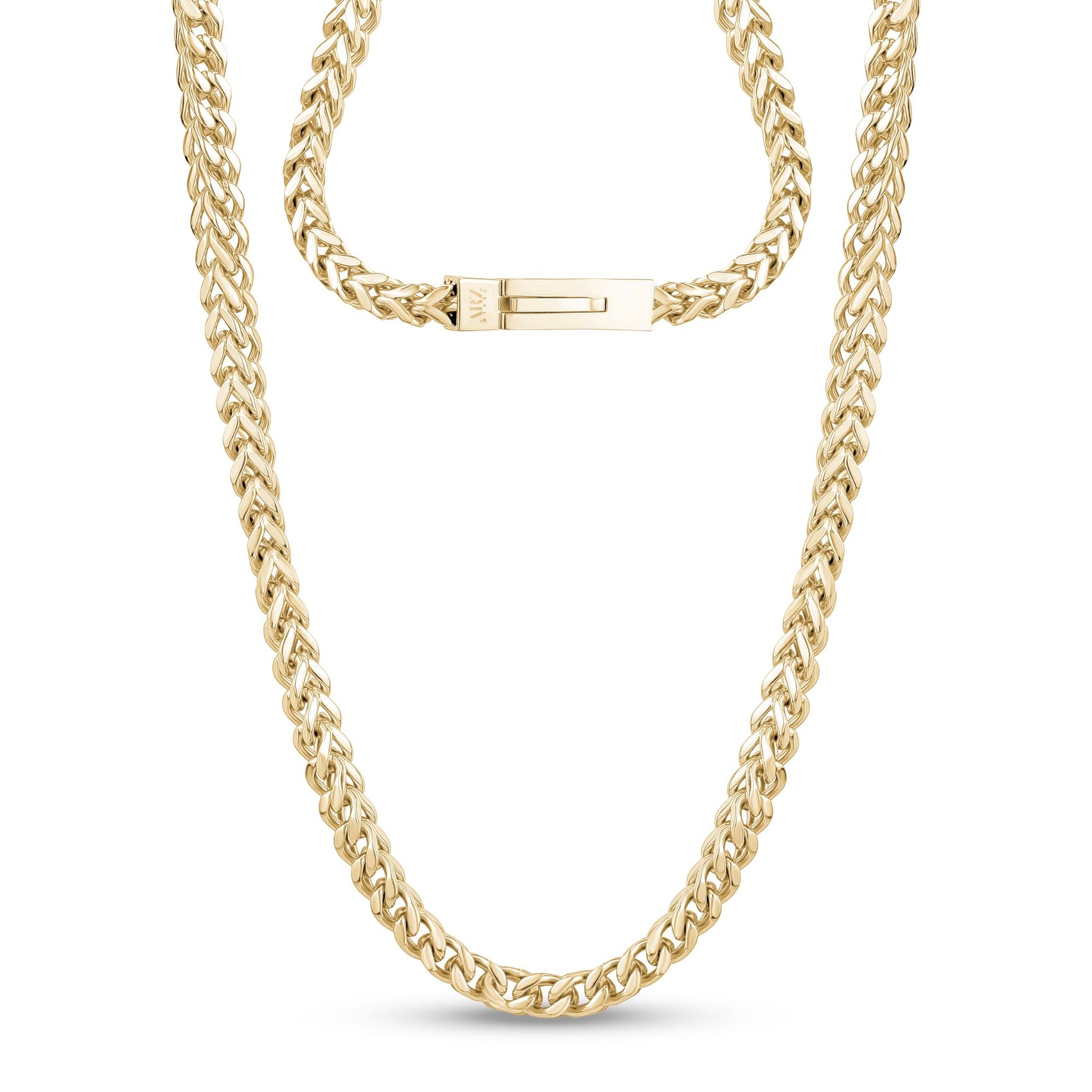 Men's 6mm gold-tone stainless steel Franco link chain, sleek and masculine design  