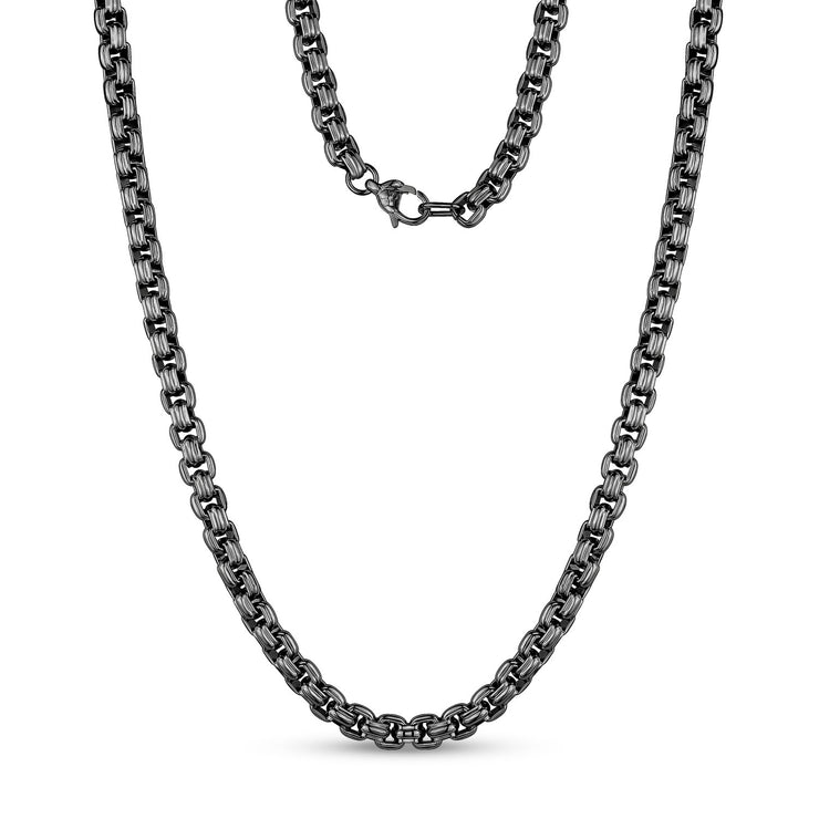 6mm Round Box Designed Link Chain - Men Necklace - The Steel Shop