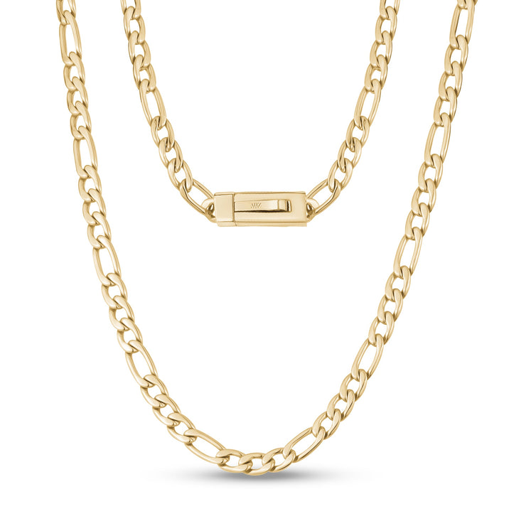 Men Necklace - 7mm Gold Figaro Link Engravable Chain