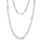 Close-up of 7mm Figaro link chain in polished stainless steel on a neutral background  