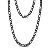 Men Necklace - 7mm Black Stainless Steel Figaro Link Chain Necklace