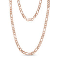 Men Necklace - 7mm Rose Gold Stainless Steel Figaro Link Chain Necklace