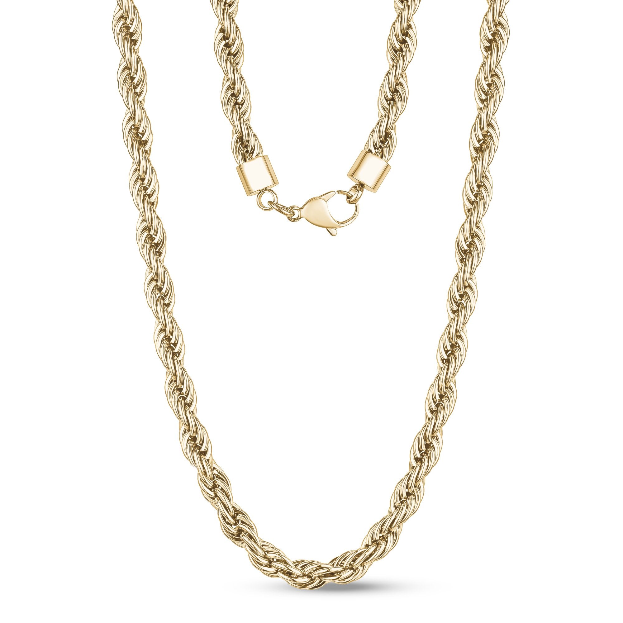thumbnail image 2 of Men's 24-Inch Stainless Steel Rope Chain Necklace - 8mm Wide, 316L, High Polish With Cubic Zirconia Accents - Unisex 2 of 3