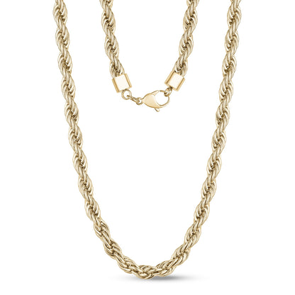 Men's stainless steel rope chain necklace with a bold 8mm thickness, showcasing a polished finish and durable construction