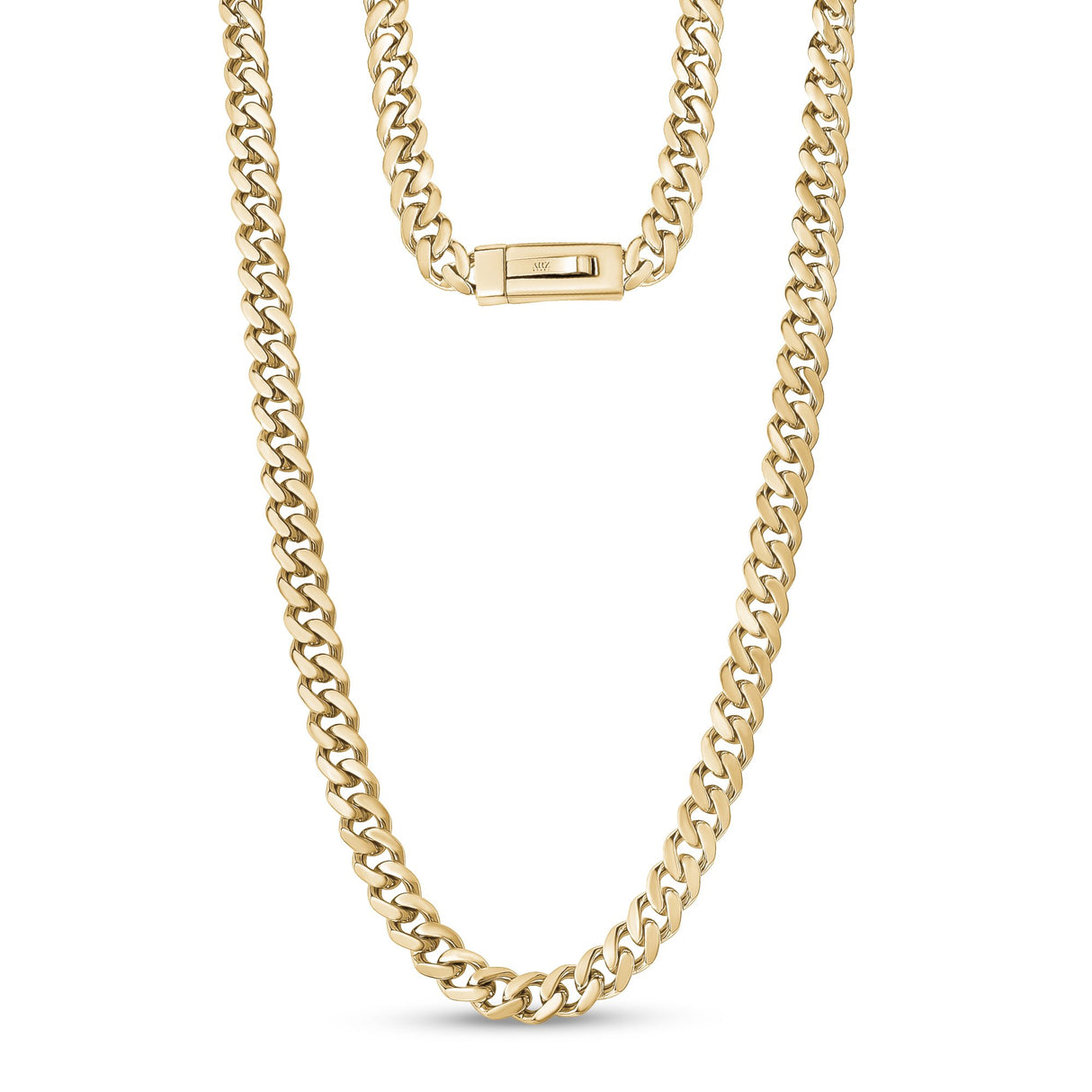 Men Necklace - 9mm Gold Cuban Link Engravable Steel Chain Necklace