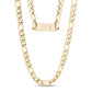Men Necklace - 9mm Gold Figaro Link Engravable Chain