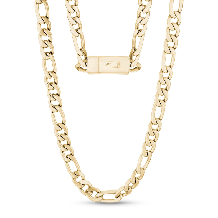 Men Necklace - 9mm Gold Figaro Link Engravable Chain