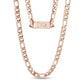 Men Necklace - 9mm Rose Gold Figaro Link Engravable Chain