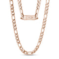 Men Necklace - 9mm Rose Gold Figaro Link Engravable Chain