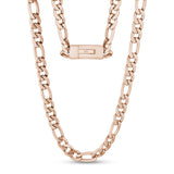 Men Necklace - 9mm Rose Gold Figaro Link Engravable Chain