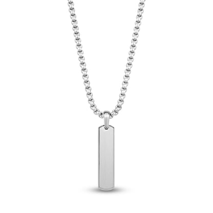 Men Pendant - Engravable Beveled Edge Steel Bar Pendant