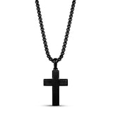 Men Pendant - Black Beveled Edge Engravable Cross Pendant