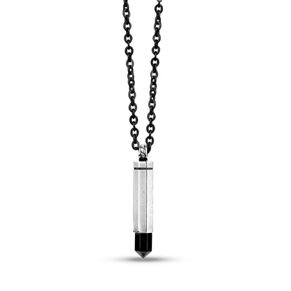 Men Pendant - Black Bullet Stainless Steel Cremation Urn Pendant