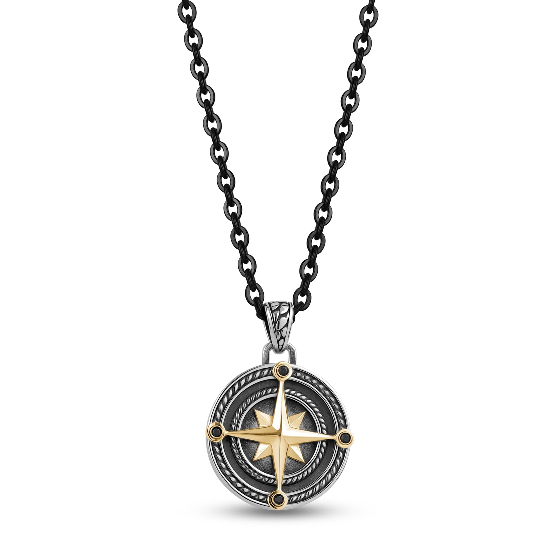 Classical Black White Enamel North Star Compass Stainless Steel