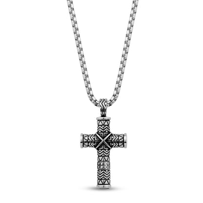 Men Pendant - Detailed Stainless Steel Cross Cremation Urn Pendant