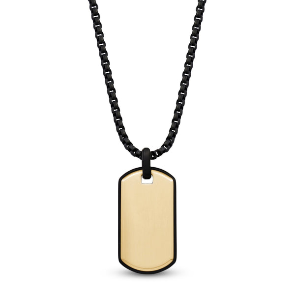 Plain Black Double Dog Tag Set - Engravable For Custom Names Or Messages (DT17)