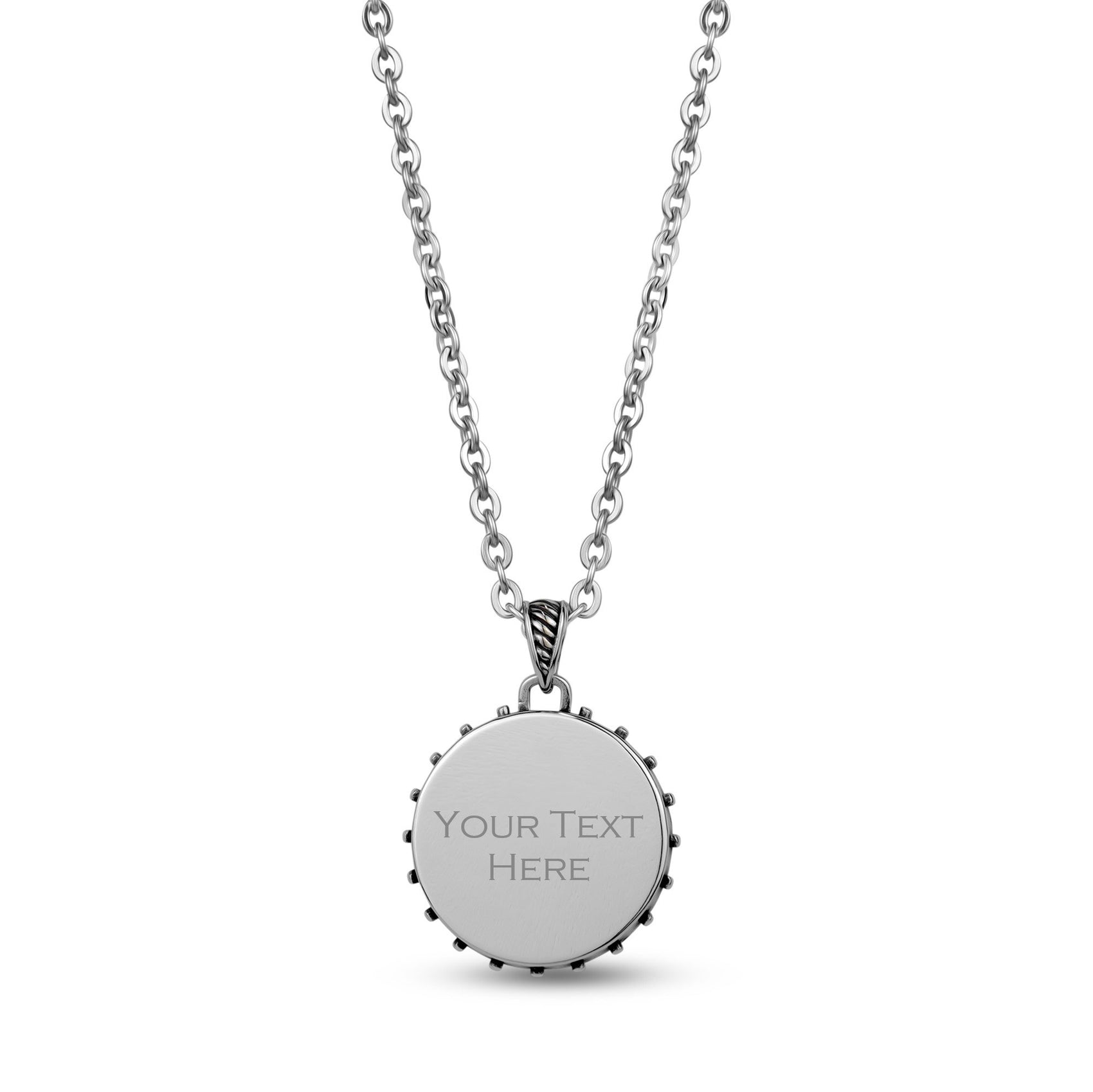 Men Pendant - Engravable Back Side Compass Pendant
