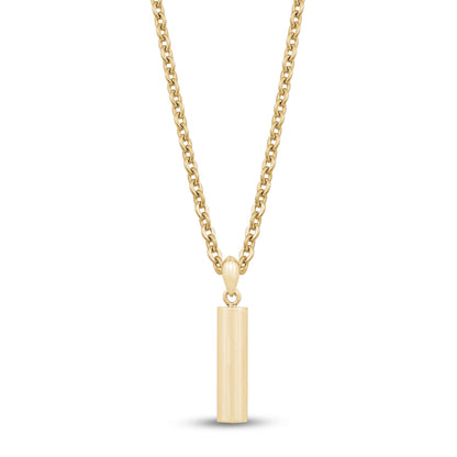 Men Pendant - Engravable Gold Cylindrical Cremation Urn Pendant for ashes
