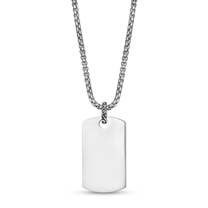 Men Pendant - Engravable Stainless Steel Detailed Dog Tag